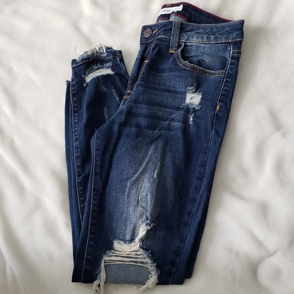 Dark Washed Ripped Jeans - Picture 2 of 4